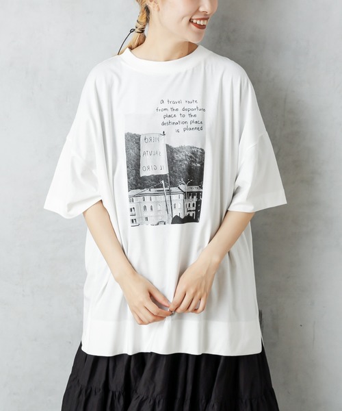 PUAL CE CIN（ピュアルセシン）の「フォトT（Tシャツ/カットソー・レディース・オフホワイト/ホワイト系その他/グレー/グレイッシュベージュ・FREE）」の17枚目の写真