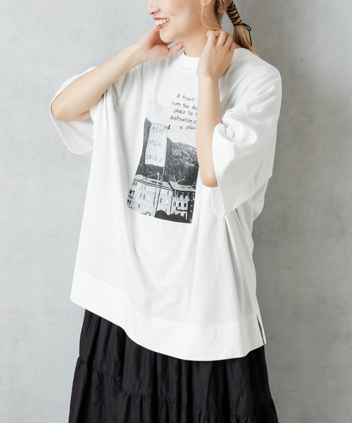 PUAL CE CIN（ピュアルセシン）の「フォトT（Tシャツ/カットソー・レディース・オフホワイト/ホワイト系その他/グレー/グレイッシュベージュ・FREE）」の18枚目の写真