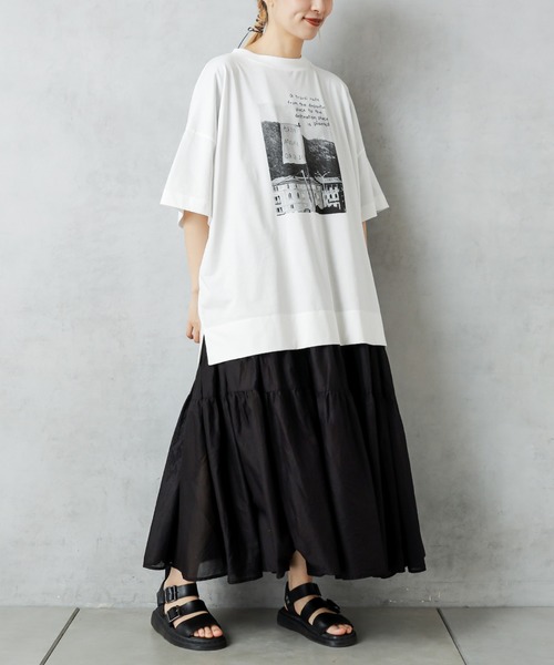 PUAL CE CIN（ピュアルセシン）の「フォトT（Tシャツ/カットソー・レディース・オフホワイト/ホワイト系その他/グレー/グレイッシュベージュ・FREE）」の20枚目の写真