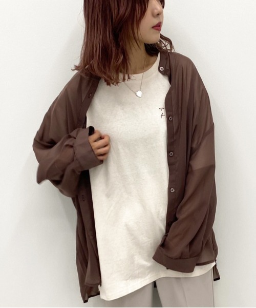 apres jour mignon（アプレジュールミニョン）の「シア―シャツTシャツセット【ZOZOTOWN限定アイテム】（シャツ/ブラウス・レディース・その他/パープル/ダークブラウン/ブラック・フリー）」の14枚目の写真