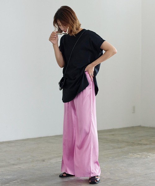 KOBE LETTUCE（コウベレタス）の「リラックスサテンイージーパンツ（その他パンツ・レディース・ブラウン/グリーン系その他2/ピンク/グリーン系その他/ベージュ/グリーン系その他3/パープル/ブルー/ピンク系/グレー・FREE）」の14枚目の写真