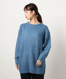 【C-FORT POINT】アランガラチュニック ニット おしりまで隠れるチュニック丈 ロング丈