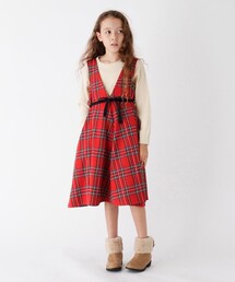 3can4on（サンカンシオン）の「◆【100-140cm】前後2WAYチェック柄ジャンスカ（ジャンパースカート）」