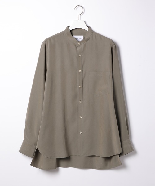 ADAM ET ROPE'（アダムエロペ）の「《21SS》リラックスドレープ レーヨンスエード とろみバンドカラーシャツ/UNISEX（シャツ/ブラウス・メンズ・ブラック/カーキ/ブルー系その他/サーモンピンク・M/L）」の2枚目の写真