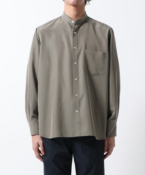 ADAM ET ROPE'（アダムエロペ）の「《21SS》リラックスドレープ レーヨンスエード とろみバンドカラーシャツ/UNISEX（シャツ/ブラウス・メンズ・ブラック/カーキ/ブルー系その他/サーモンピンク・M/L）」の17枚目の写真