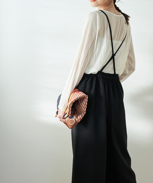 ROPE' PICNIC(ロペピクニック)の「ライトダブルクロスサス付きワイドパンツ(その他パンツ・レディース・グレー/ベージュ/ネイビー/ライトグリーン・36/40/38)」の4枚目の写真