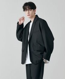 【larucrur】ビッグシルエット スタプレ ポリツイル セットアップ(シングルテーラードジャケット/タックバルーンワイドパンツ)