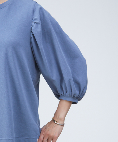 qualite（カリテ）の「ギャザーパフスリーブカットソー（Tシャツ/カットソー・レディース・オフホワイト/ブルー/オレンジ系その他2・フリー）」の9枚目の写真