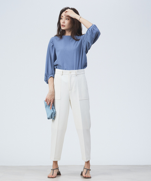 qualite（カリテ）の「ギャザーパフスリーブカットソー（Tシャツ/カットソー・レディース・オフホワイト/ブルー/オレンジ系その他2・フリー）」の13枚目の写真