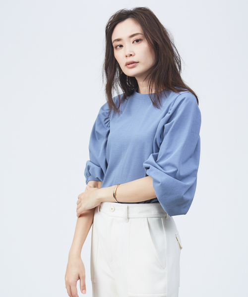 qualite（カリテ）の「ギャザーパフスリーブカットソー（Tシャツ/カットソー・レディース・オフホワイト/ブルー/オレンジ系その他2・フリー）」の14枚目の写真