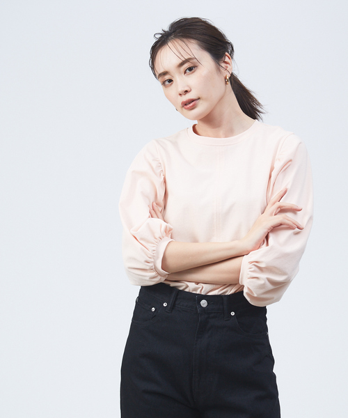 qualite（カリテ）の「ギャザーパフスリーブカットソー（Tシャツ/カットソー・レディース・オフホワイト/ブルー/オレンジ系その他2・フリー）」の17枚目の写真