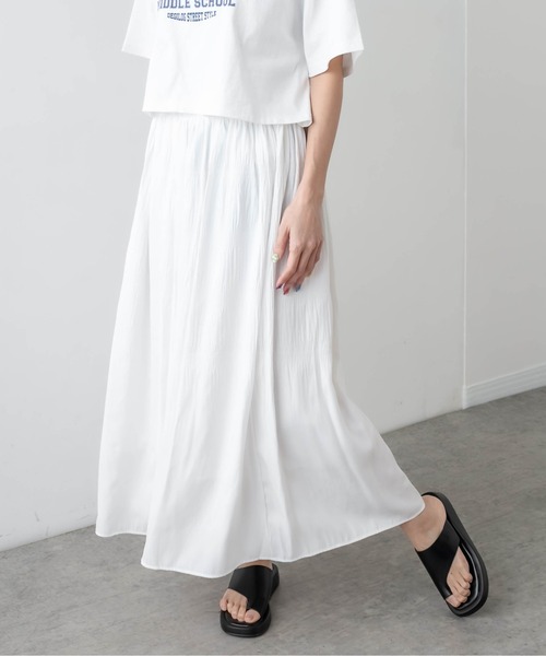 RASVOA（ラスボア）の「デニムライクロングスカート（スカート・レディース・ブラック/オフホワイト/ブルー・FREE）」の2枚目の写真