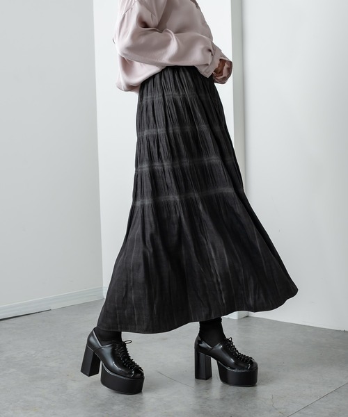 RASVOA（ラスボア）の「デニムライクロングスカート（スカート・レディース・ブラック/オフホワイト/ブルー・FREE）」の8枚目の写真