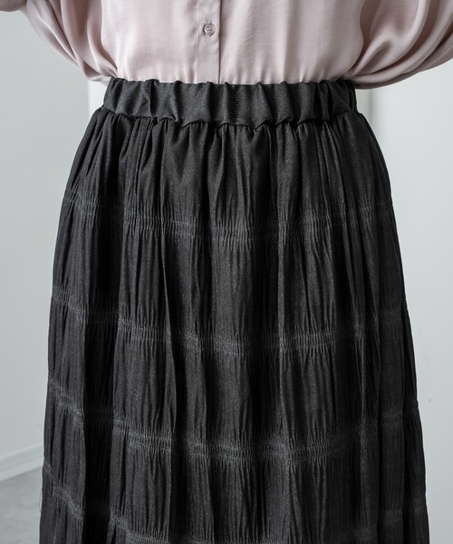 RASVOA（ラスボア）の「デニムライクロングスカート（スカート・レディース・ブラック/オフホワイト/ブルー・FREE）」の4枚目の写真