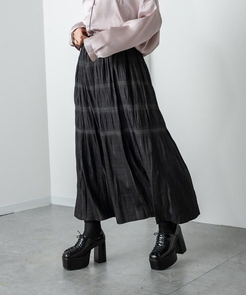 RASVOA（ラスボア）の「デニムライクロングスカート（スカート・レディース・ブラック/オフホワイト/ブルー・FREE）」の6枚目の写真