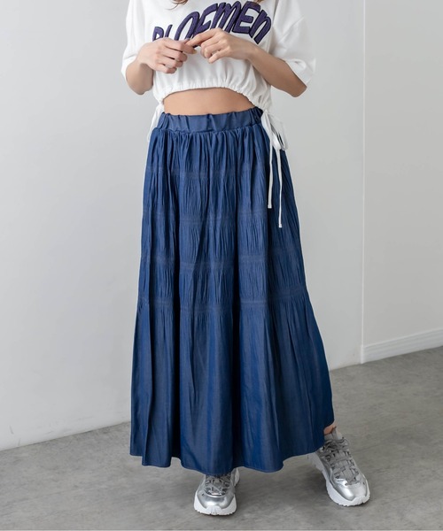 RASVOA（ラスボア）の「デニムライクロングスカート（スカート・レディース・ブラック/オフホワイト/ブルー・FREE）」の9枚目の写真