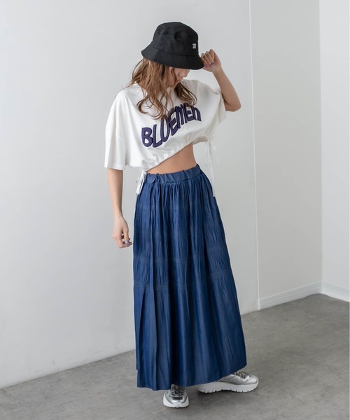 RASVOA（ラスボア）の「デニムライクロングスカート（スカート・レディース・ブラック/オフホワイト/ブルー・FREE）」の12枚目の写真
