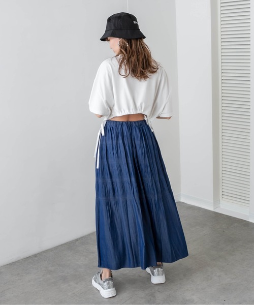 RASVOA（ラスボア）の「デニムライクロングスカート（スカート・レディース・ブラック/オフホワイト/ブルー・FREE）」の16枚目の写真