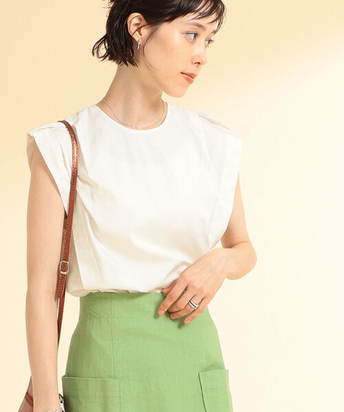 Ray BEAMS（レイビームス）の「Ray BEAMS / エポレット ノースリーブ シャツ（シャツ/ブラウス・レディース・ブラック/ホワイト・ONE SIZE）」の3枚目の写真