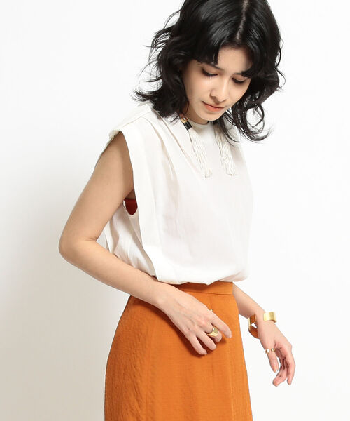 Ray BEAMS（レイビームス）の「Ray BEAMS / エポレット ノースリーブ シャツ（シャツ/ブラウス・レディース・ブラック/ホワイト・ONE SIZE）」の16枚目の写真