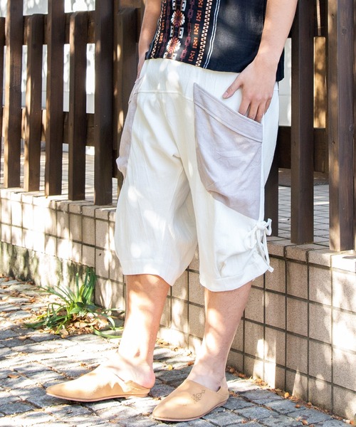 チャイハネ（チャイハネ）の「【チャイハネ】yul レゴアMEN'Sサルエルハーフパンツ（その他パンツ・メンズ・ホワイト/ブラック/ベージュ/カーキ/ブルー・FREE）」の2枚目の写真