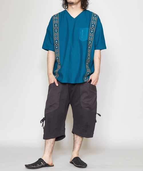 チャイハネ（チャイハネ）の「【チャイハネ】yul レゴアMEN'Sサルエルハーフパンツ（その他パンツ・メンズ・ホワイト/ブラック/ベージュ/カーキ/ブルー・FREE）」の9枚目の写真