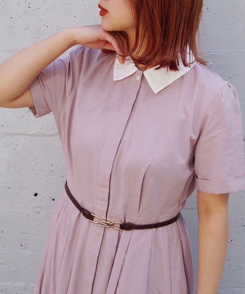 179/WG（イチナナキュウダブルジー）の「クレリックシャツワンピース（シャツワンピース・レディース・ブルー/グリーン/ピンク・MEDIUM）」の15枚目の写真