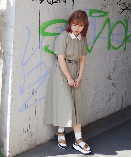 179/WG（イチナナキュウダブルジー）の「クレリックシャツワンピース（シャツワンピース・レディース・ブルー/グリーン/ピンク・MEDIUM）」の13枚目の写真