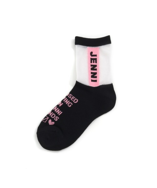 JENNI love（ジェニィラブ）の「タテロゴシースルークルーソックス（ソックス/靴下・キッズ・パープル/ミント/ブラック・22-24cm/19-21cm）」の2枚目の写真