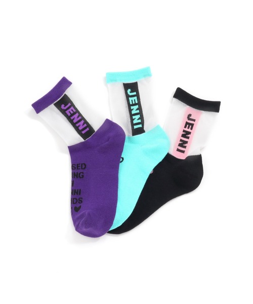 JENNI love（ジェニィラブ）の「タテロゴシースルークルーソックス（ソックス/靴下・キッズ・パープル/ミント/ブラック・22-24cm/19-21cm）」の9枚目の写真