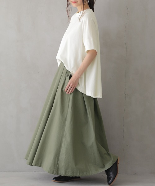 n'OrLABEL(ノアールレーベル)の「『撥水&吸水モックネックフレアTシャツ』(Tシャツ/カットソー・レディース・ブラック/ブラウン/オフホワイト/ピンク/ミント・1/2)」の10枚目の写真