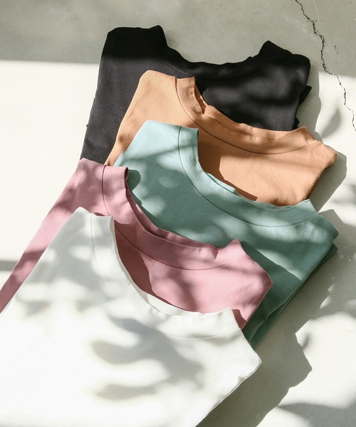 n'OrLABEL(ノアールレーベル)の「『撥水&吸水モックネックフレアTシャツ』(Tシャツ/カットソー・レディース・ブラック/ブラウン/オフホワイト/ピンク/ミント・1/2)」の22枚目の写真