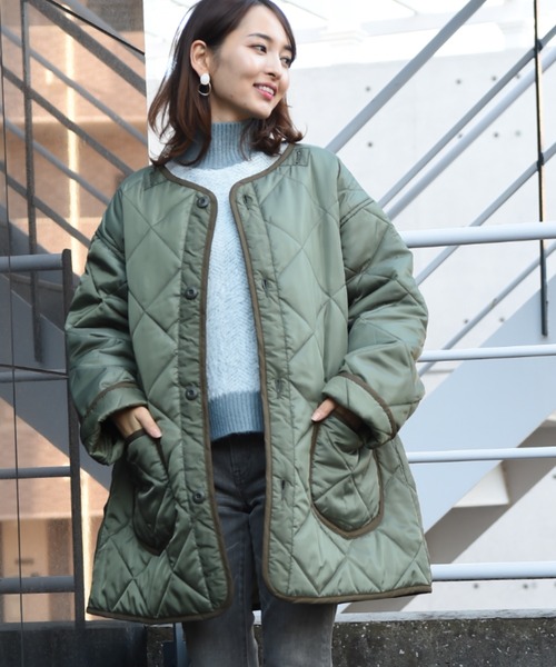 Lee(リー)の「【Lee】KILTING LINER COAT(ミリタリージャケット・レディース・ブラック/カーキ・FREE)」の1枚目の写真