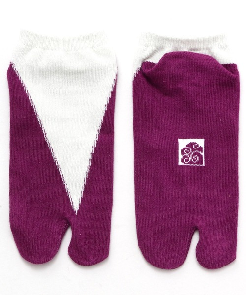 カヤ（カヤ）の「【カヤ】足袋型くつ下23～25cm 重ね色（ソックス/靴下・レディース・ホワイト×パープル/ブラック×レッド/ブルーグリーン・FREE）」の10枚目の写真