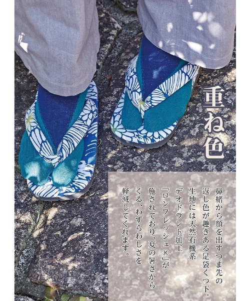 カヤ（カヤ）の「【カヤ】足袋型くつ下23～25cm 重ね色（ソックス/靴下・レディース・ホワイト×パープル/ブラック×レッド/ブルーグリーン・FREE）」の11枚目の写真