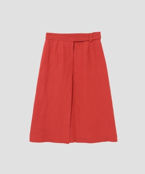 2021マーガレットハウエル☆SHIRTING LINENリネンラップスカート赤 MARGARET HOWELL（マーガレットハウエル）の「SHIRTING LINEN