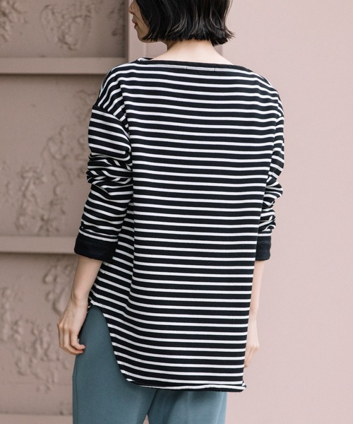 Munich(ミューニック)の「マリンフリースボーダー ボートネックプルオーバー(Tシャツ/カットソー・レディース・ブラウン/ホワイト×ブルー/ブラック×ホワイト・FREE)」の5枚目の写真