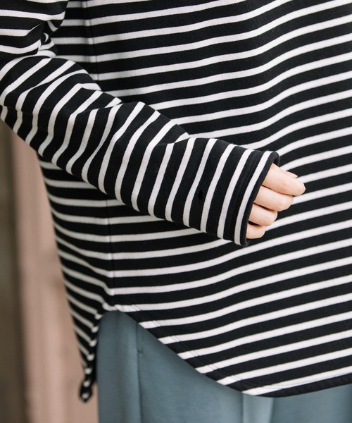 Munich(ミューニック)の「マリンフリースボーダー ボートネックプルオーバー(Tシャツ/カットソー・レディース・ブラウン/ホワイト×ブルー/ブラック×ホワイト・FREE)」の11枚目の写真