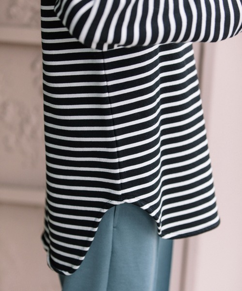 Munich(ミューニック)の「マリンフリースボーダー ボートネックプルオーバー(Tシャツ/カットソー・レディース・ブラウン/ホワイト×ブルー/ブラック×ホワイト・FREE)」の12枚目の写真