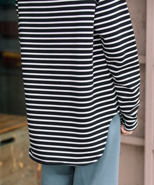 Munich(ミューニック)の「マリンフリースボーダー ボートネックプルオーバー(Tシャツ/カットソー・レディース・ブラウン/ホワイト×ブルー/ブラック×ホワイト・FREE)」の13枚目の写真