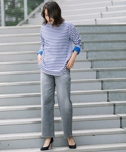 Munich(ミューニック)の「マリンフリースボーダー ボートネックプルオーバー(Tシャツ/カットソー・レディース・ブラウン/ホワイト×ブルー/ブラック×ホワイト・FREE)」の15枚目の写真