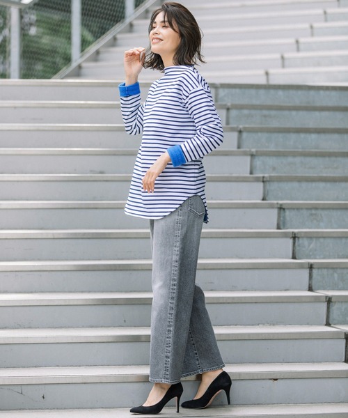 Munich(ミューニック)の「マリンフリースボーダー ボートネックプルオーバー(Tシャツ/カットソー・レディース・ブラウン/ホワイト×ブルー/ブラック×ホワイト・FREE)」の16枚目の写真