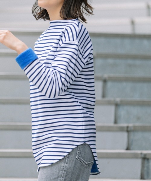 Munich(ミューニック)の「マリンフリースボーダー ボートネックプルオーバー(Tシャツ/カットソー・レディース・ブラウン/ホワイト×ブルー/ブラック×ホワイト・FREE)」の19枚目の写真