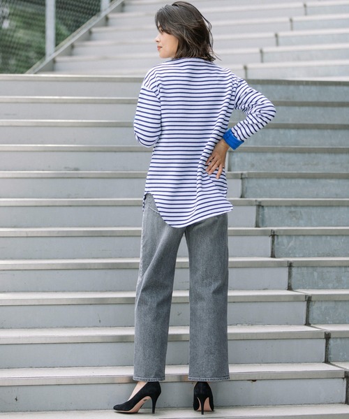 Munich(ミューニック)の「マリンフリースボーダー ボートネックプルオーバー(Tシャツ/カットソー・レディース・ブラウン/ホワイト×ブルー/ブラック×ホワイト・FREE)」の17枚目の写真