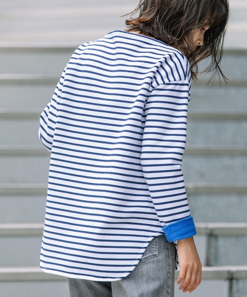 Munich(ミューニック)の「マリンフリースボーダー ボートネックプルオーバー(Tシャツ/カットソー・レディース・ブラウン/ホワイト×ブルー/ブラック×ホワイト・FREE)」の20枚目の写真