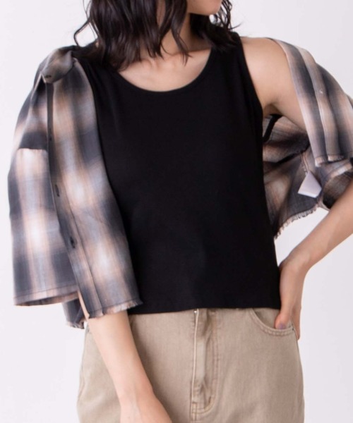 WEGO（ウィゴー）の「WEGO/タンク付きダメージショートシャツ（シャツ/ブラウス・レディース・ベージュ系その他2/グレー系その他2/ブラウン系その他2/ブラック系その他2・FREE）」の16枚目の写真