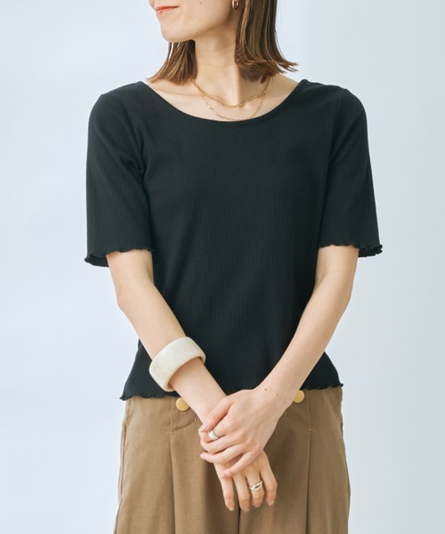 prose verse(プロズヴェール)の「《WEB限定》バックオープンレースアッププルオーバー(Tシャツ/カットソー・レディース・ブラック/ベージュ/カーキ/モカ・フリ-)」の7枚目の写真