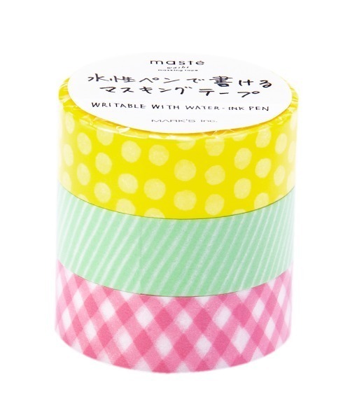 雑貨 ホビー水性ペンで書けるマスキングテープ 小巻 3巻セット マステ ステッカー テープ Mark S マークス のファッション