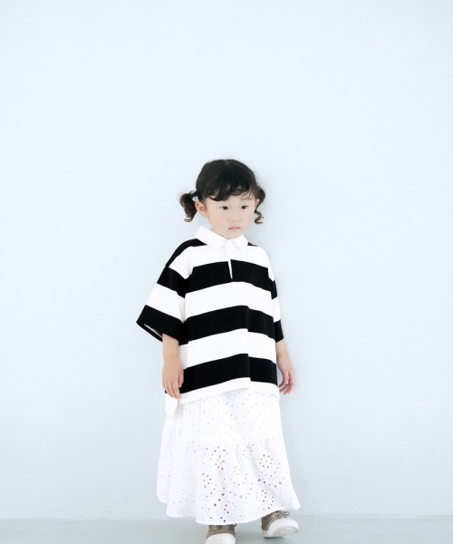 LOWRYS FARM(ローリーズファーム)の「BIGラガーシャツSS 951206(Tシャツ/カットソー・キッズ・ブラック/レッド/グリーン・110cm/120cm/130cm)」の1枚目の写真