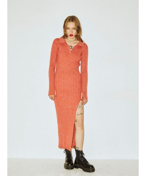 jouetie(ジュエティ)の「スキッパーニットワンピース(ワンピース・レディース・ピンク/パープル/ブラウン・MEDIUM)」の1枚目の写真